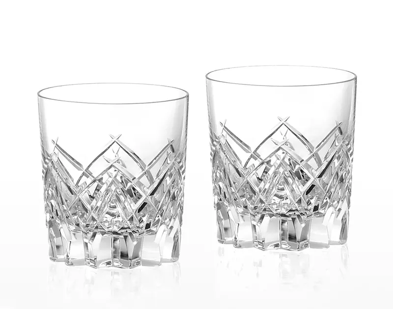 Kagami Crystal Whisky Glass Duo – Elegant Edo Kiriko Pair 1