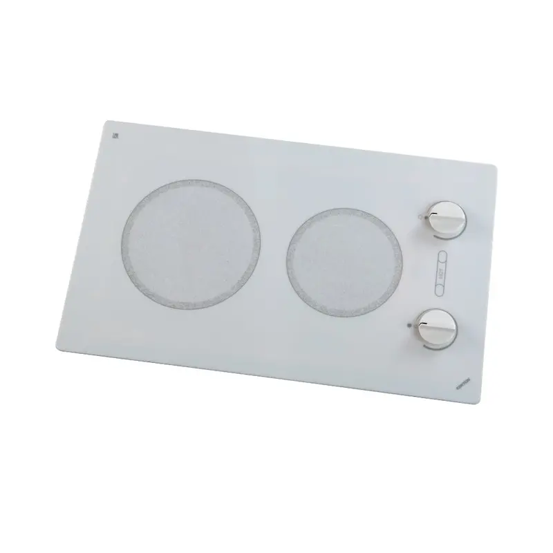 Kenyon Alpine 24-Inch 2-Burner White Electric Cooktop – 240V, Large Format, Knob-Operated 1
