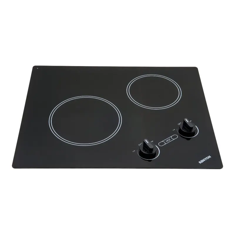 Kenyon Arctic 21-Inch 2-Burner Black Electric Cooktop – 240V, Xl-Sized, Knob-Operated 1