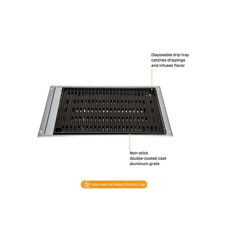 Kenyon Frontier 18" Built-In Electric Grill – 1-Burner, 240V, Remote Control, No Lid 2