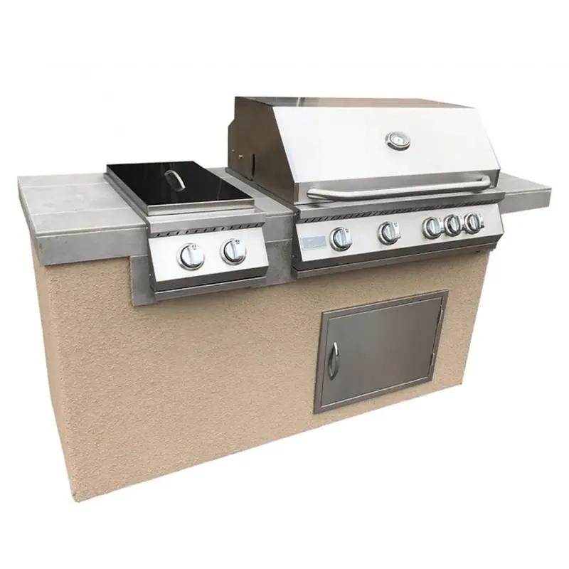 Kokomo Antigua 6-Foot Propane Outdoor Kitchen Island With Grill, Side Burner & Bar 1
