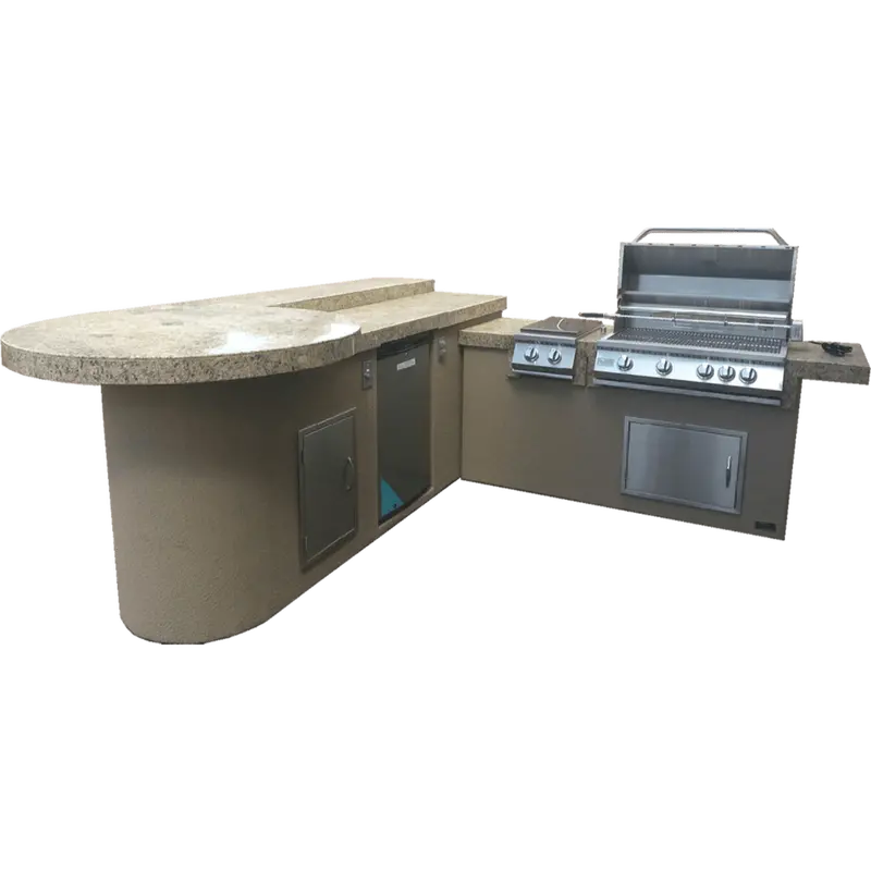 Kokomo Aruba 6-Foot Propane Outdoor Kitchen Island Featuring Grill, Side Burner & Fridge 1