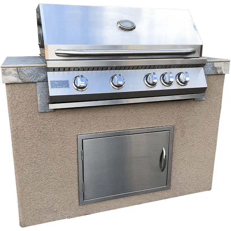 Kokomo Grills Panama 4-Foot Propane Outdoor Kitchen Island With 4-Burner Integrated Grill 1