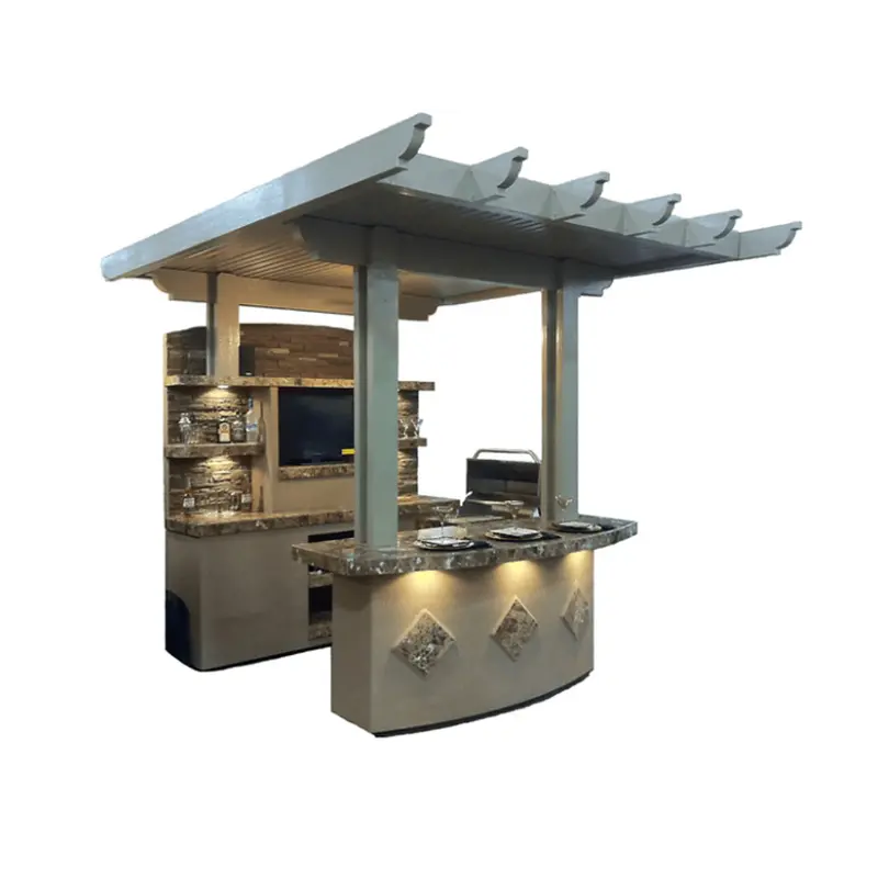 Kokomo Grills St. Croix Propane Outdoor Kitchen Island With Integrated Grill And 12X12 Patio Cover 1