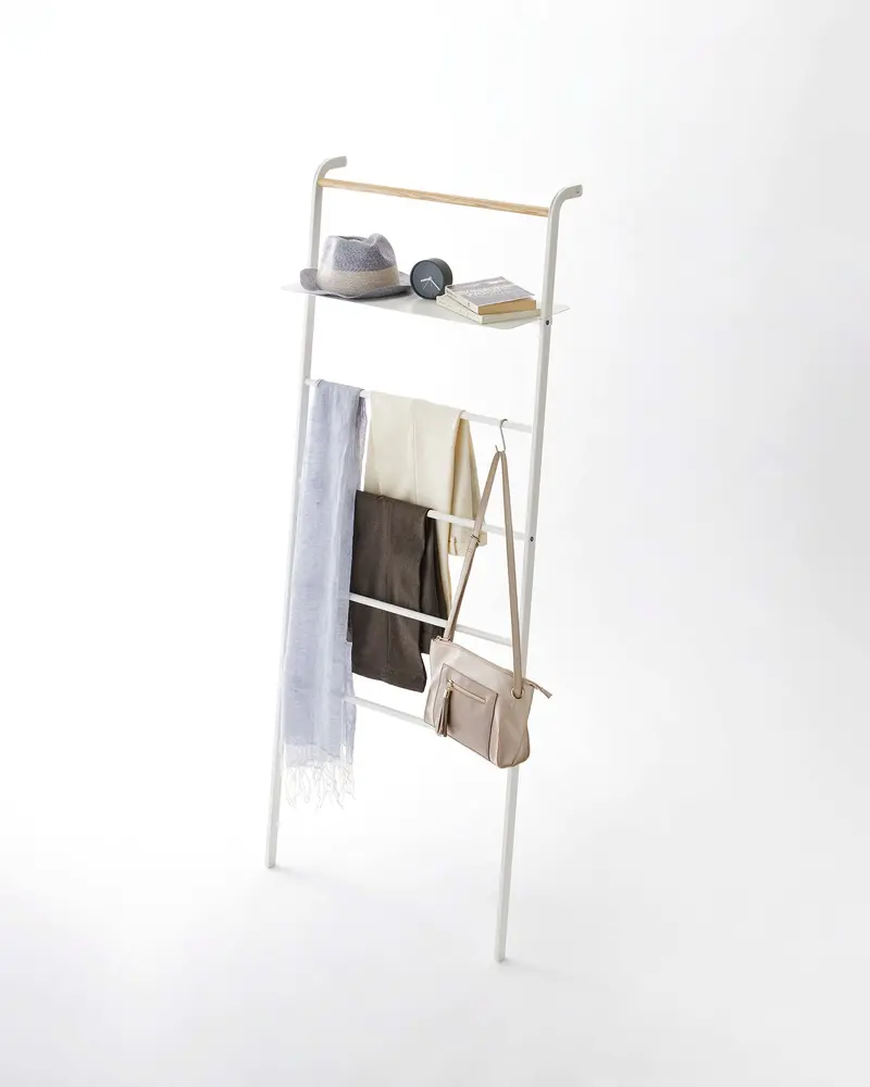 Leaning Steel Storage Ladder With Integrated Shelf – 63" 1