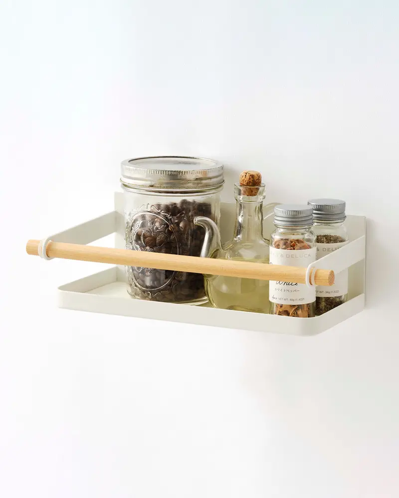 Magnetic Wall-Mounted Storage Caddy – Steel And Wood Design 1