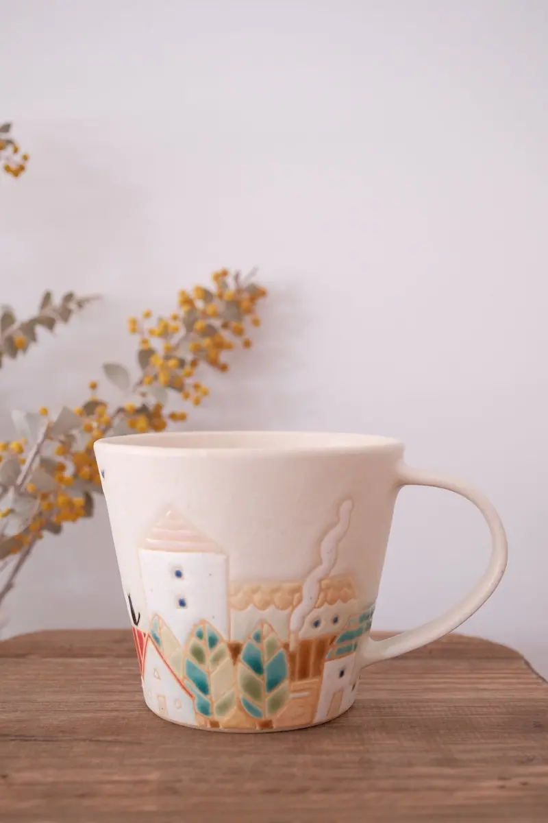Makiko Furukawa City View Mug – Large Ceramic Cup With Urban Landscape Design 1