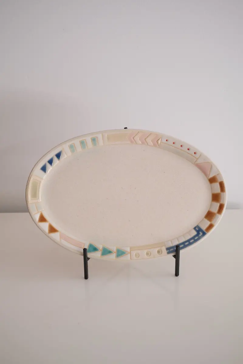 Makiko Furukawa Geometric Ceramic Oval Plate – Medium 1