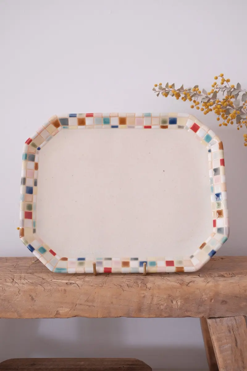 Makiko Furukawa Mosaic Ceramic Octagonal Plate 1