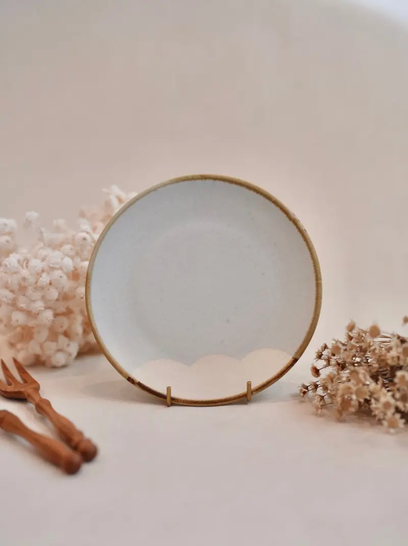 Makiko Sato Cloud-Design Round Ceramic Plate (Ms06) 1