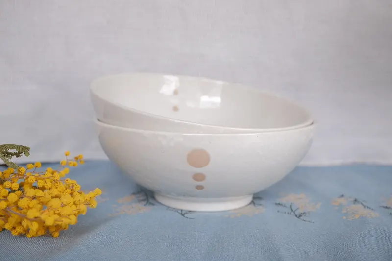 Minimalist White Minoware Ramen Bowl - Hand-Thrown Japanese Stoneware 1