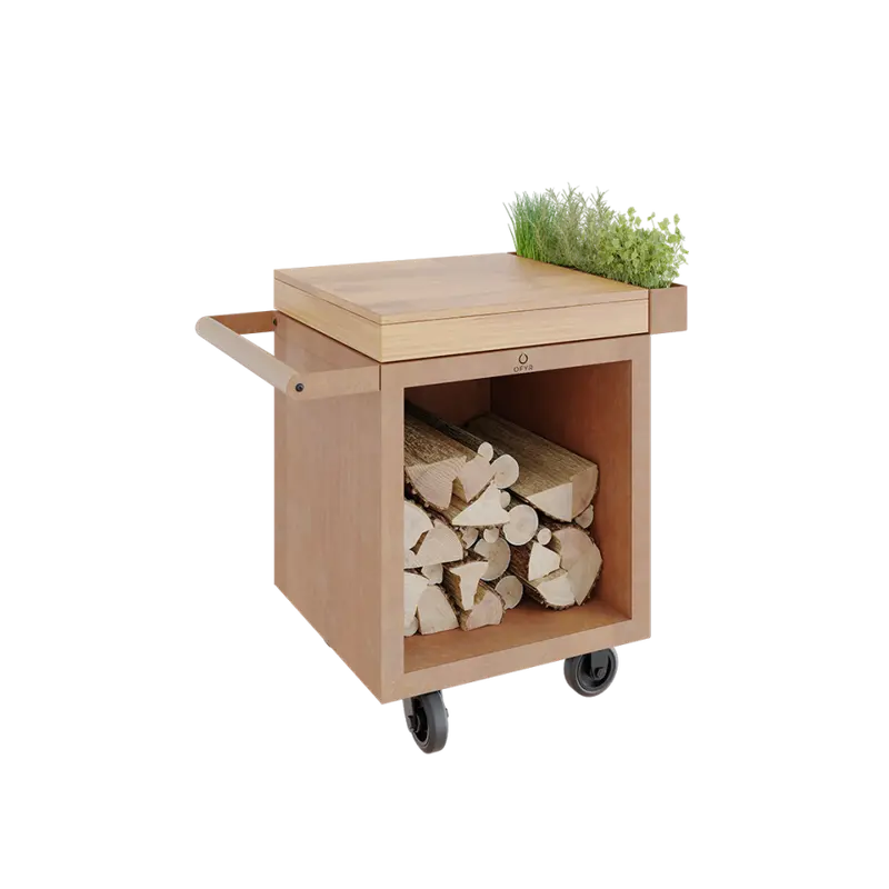 Mise En Place Corten Steel Table With Teak Wood Top (65Cm Pro) 1