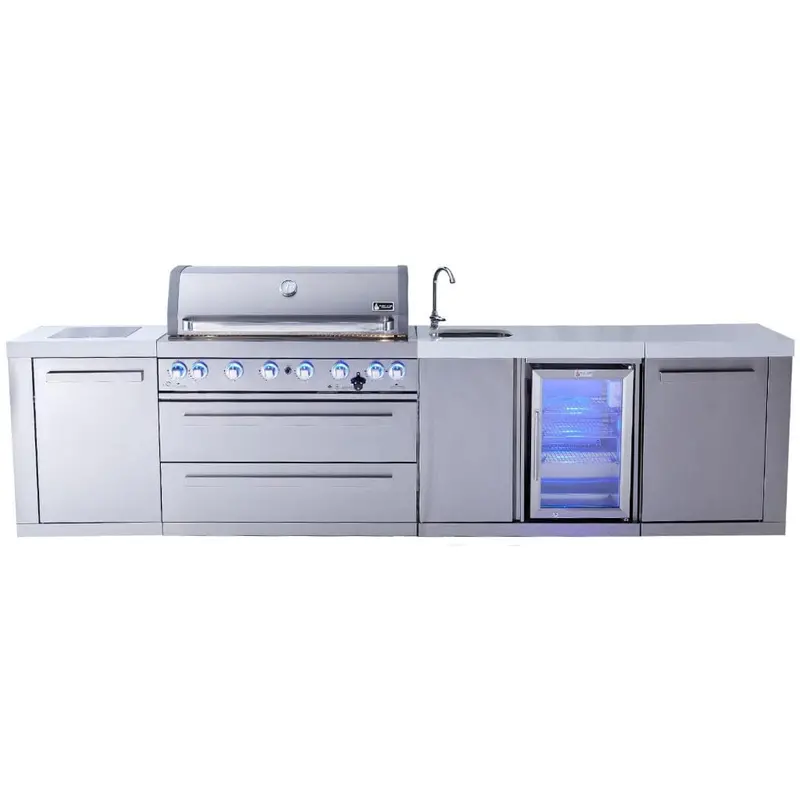 Mont Alpi 805 Gas Island Grill With Built-In Beverage Center & Infrared Side Burner 1