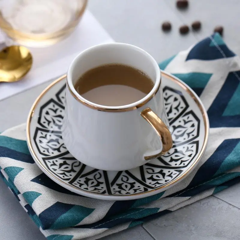 Mosaic-Design Espresso Cup And Saucer Pair 1