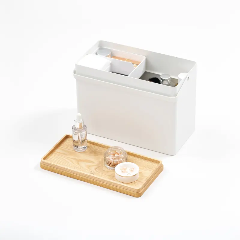 Multi-Compartment Desk Organizer – Steel Frame With Wooden Accents 1