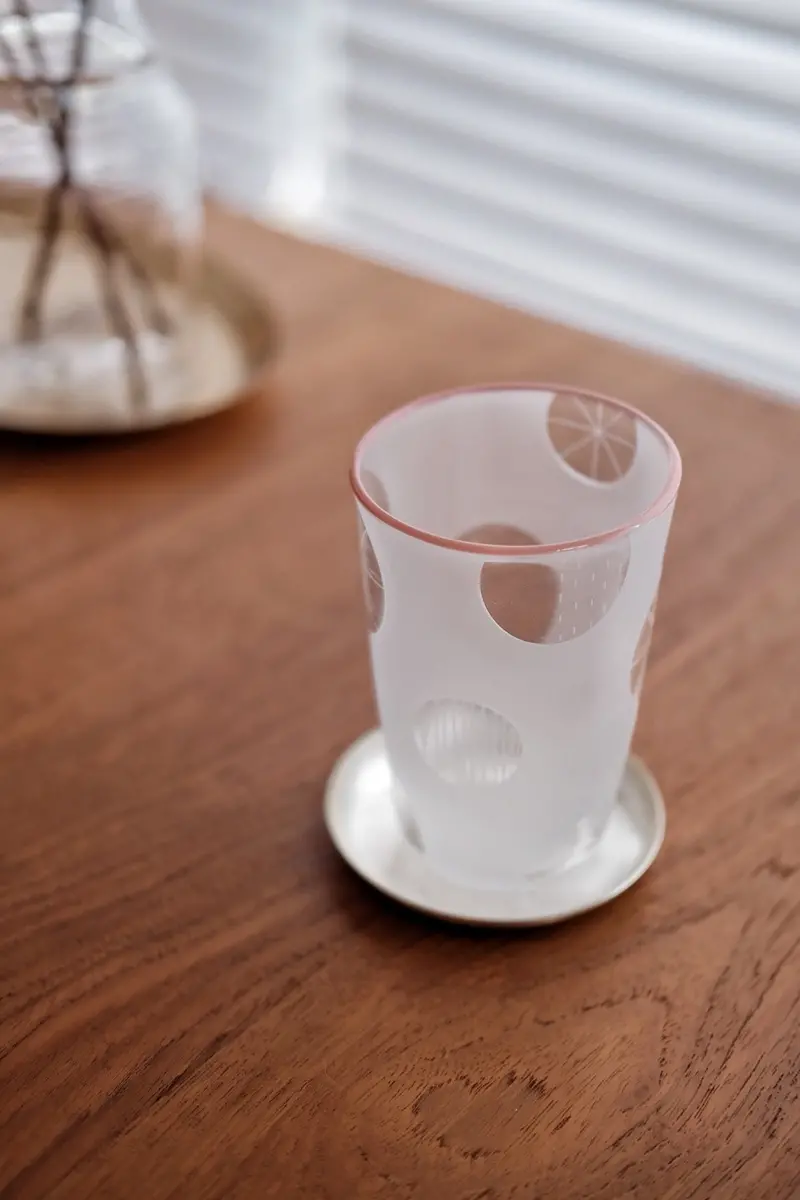 Mutsumi Hirai Tenn Tall Tumbler With Pink Rim 1