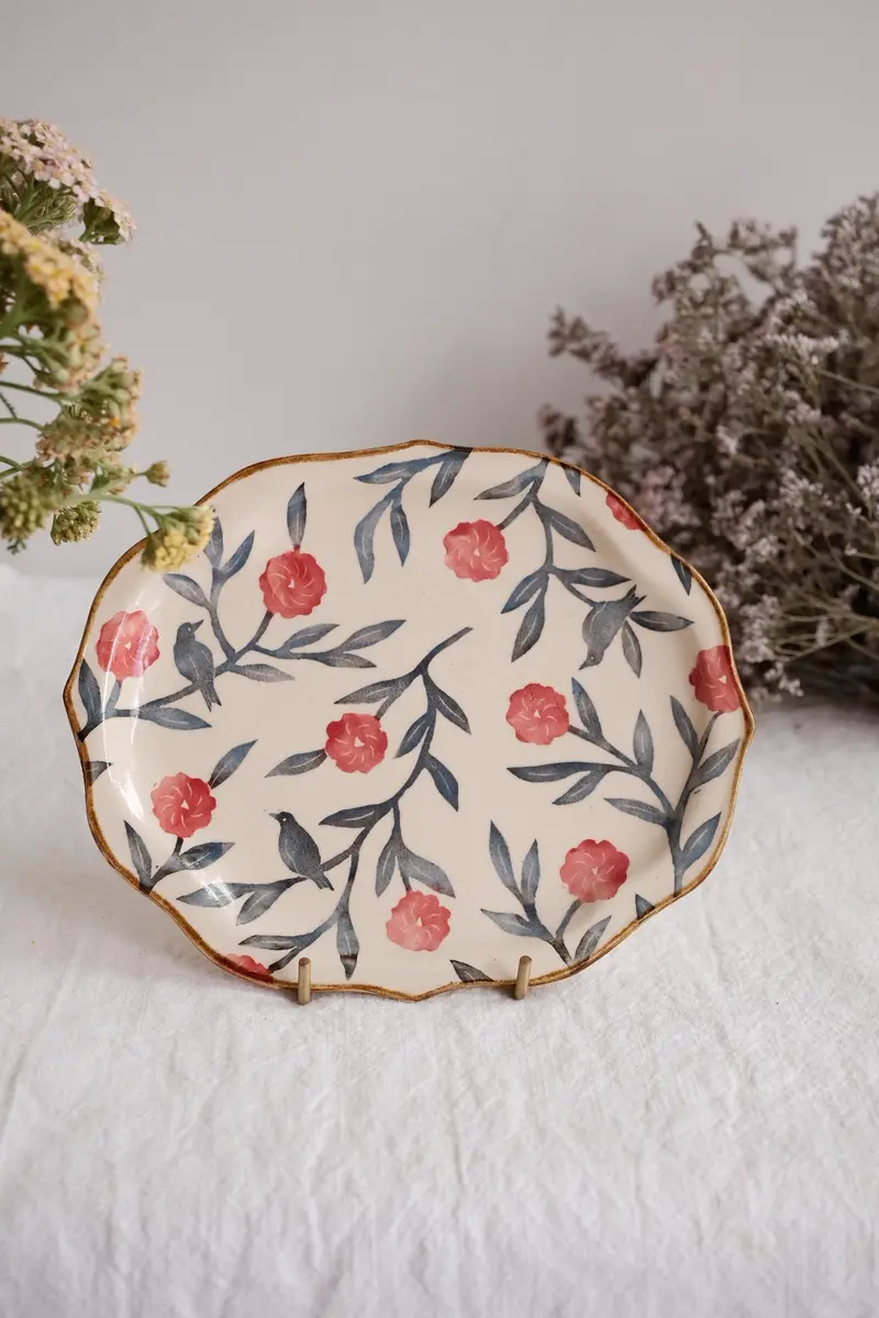 Nakagaki Tomoko Hand-Painted Watercolor Floral Plate – Kp10 Series #10 1