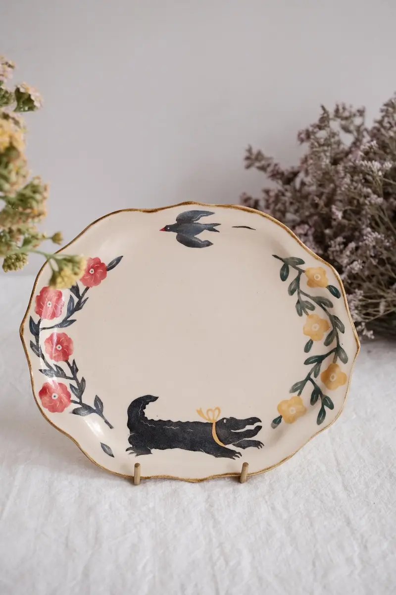 Nakagaki Tomoko Hand-Painted Watercolor Floral Plate – Kp10 Series #18 1
