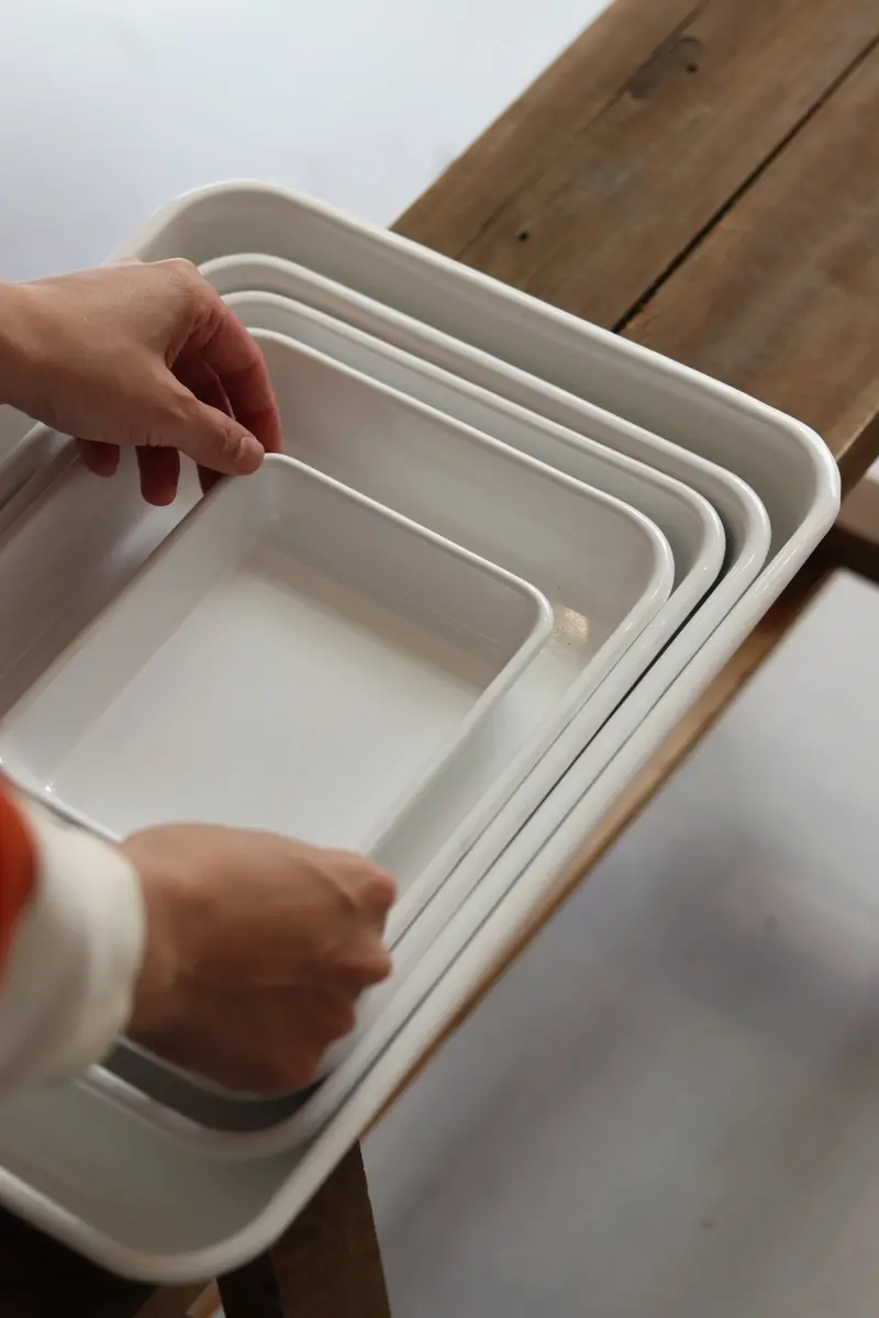 Noda Horo Enamel Nesting Tray – Japanese Meal Prep & Baking Essential 1