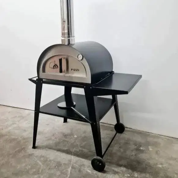 Proforno Pizzi 24" Matte Black Portable Wood-Fired Pizza Oven With Black Cart 1