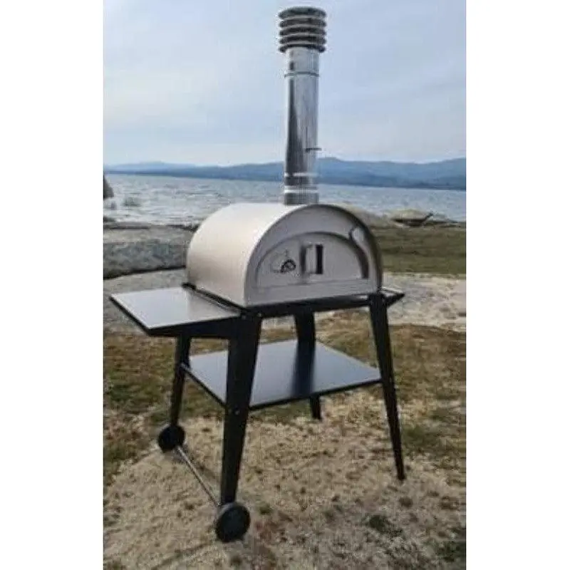Proforno Pizzi 24" Portable Wood-Fired Pizza Oven – Stainless Steel Body & Black Cart 1