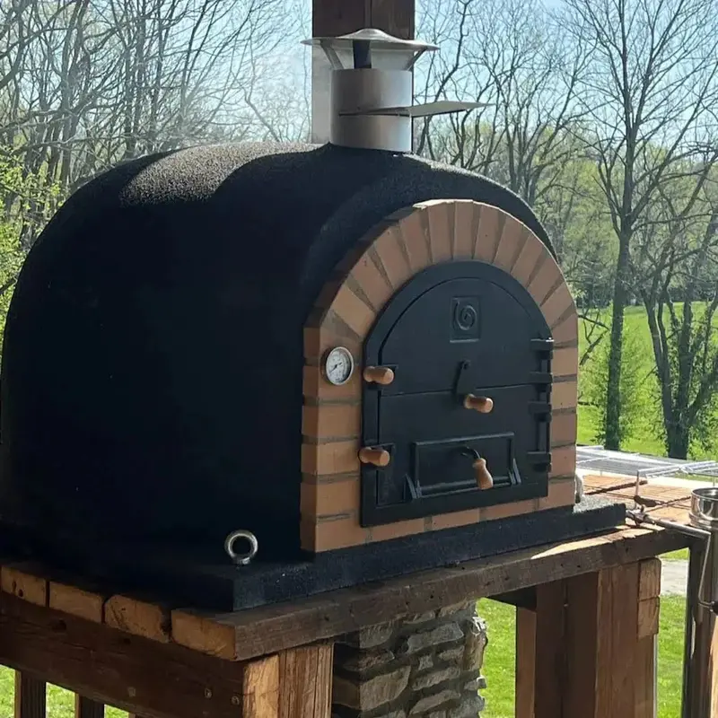 Proforno Royal 30-Inch Black Wood-Fired Brick Pizza Oven With Cast Iron Door 1