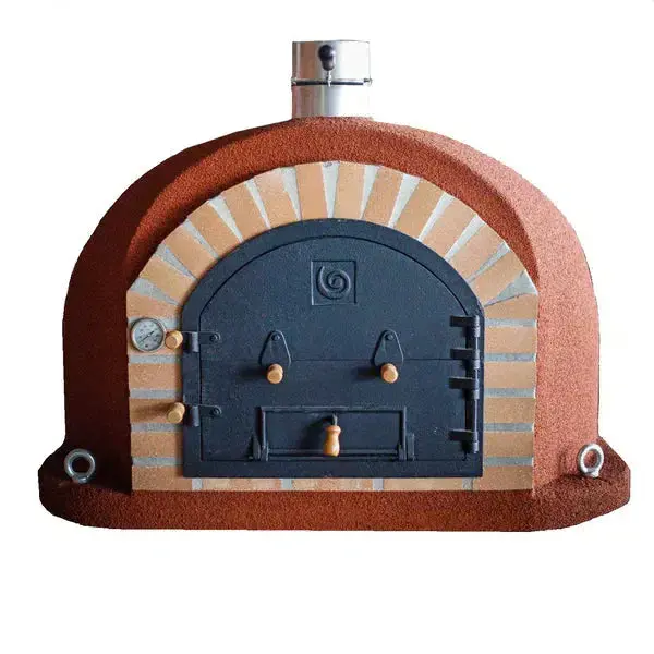 Proforno Royal 30" Red Traditional Wood-Fired Pizza Oven – Cast Iron Door 1