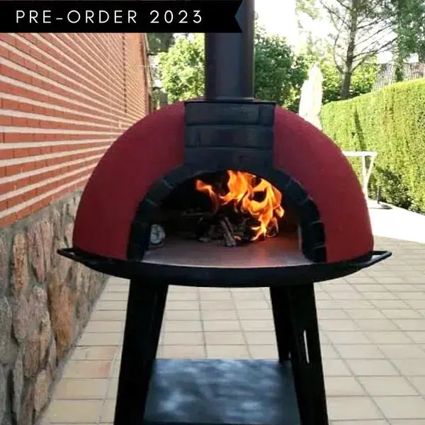 Proforno Tonío 28" Red Portable Wood-Fired Pizza Oven – Black Metal Door 1