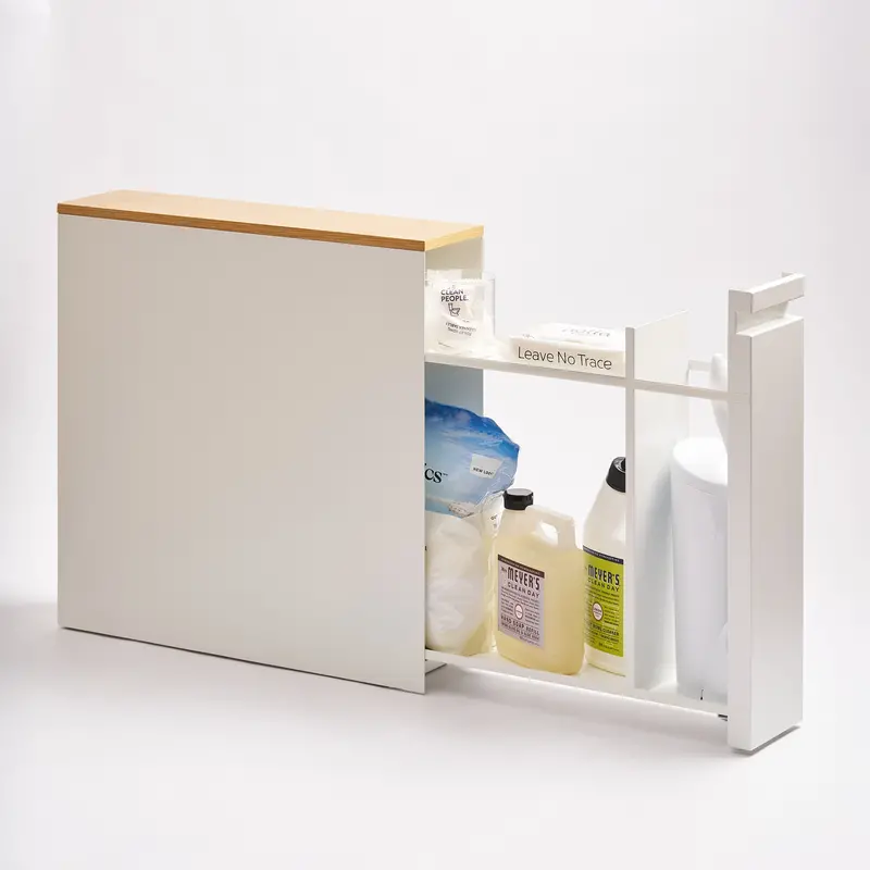 Pull-Out Bathroom Cabinet – Wall-Mounted Steel-And-Wood Storage Unit 1