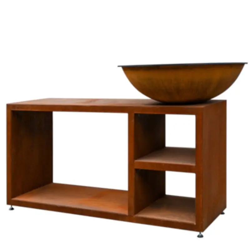 Quoco Pit Large Table Plate – Corten Steel Texture 1