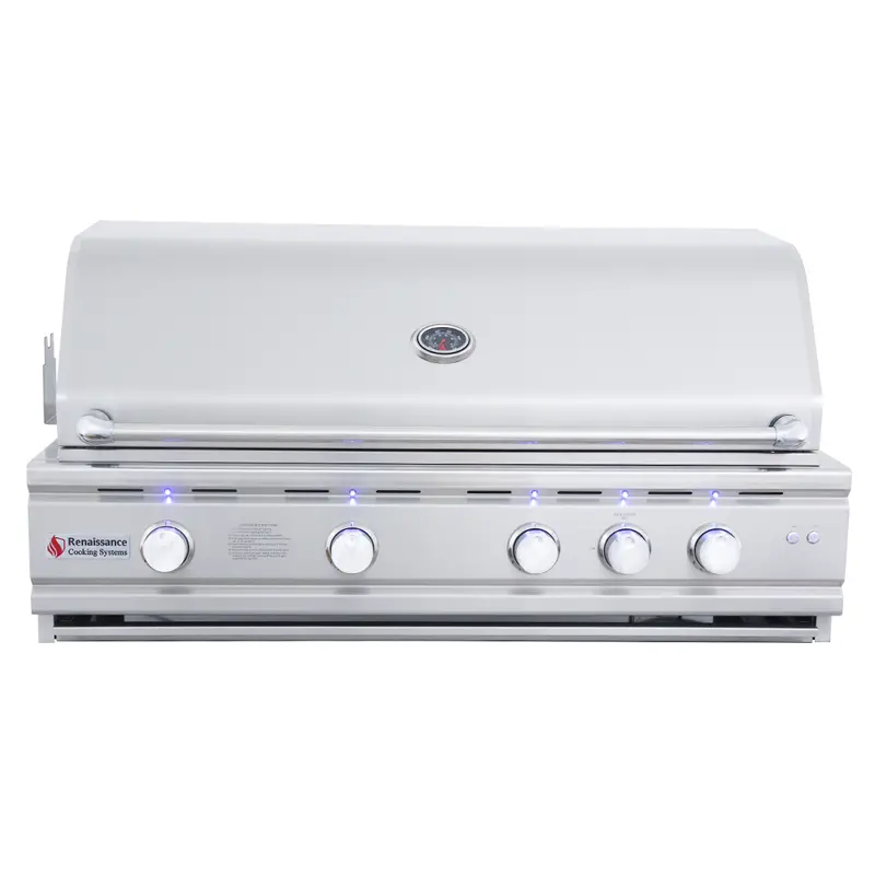 Renaissance Cutlass Pro 42-Inch Five-Burner Built-In Propane Grill With Briquette Tray Burner Covers 1