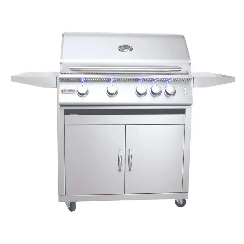 Renaissance Premier L 32-Inch 5-Burner Freestanding Propane Gas Grill With Led Lighting 1