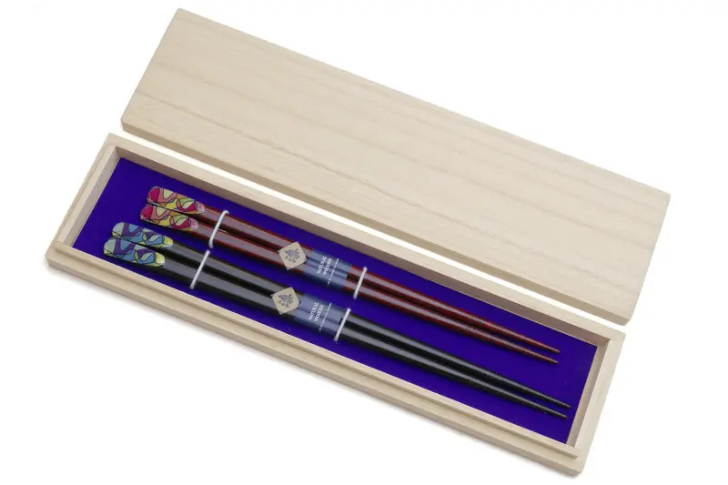 Retro-Flecked Fukiurushi Lacquered Chopsticks In Handcrafted Paulownia Box 1