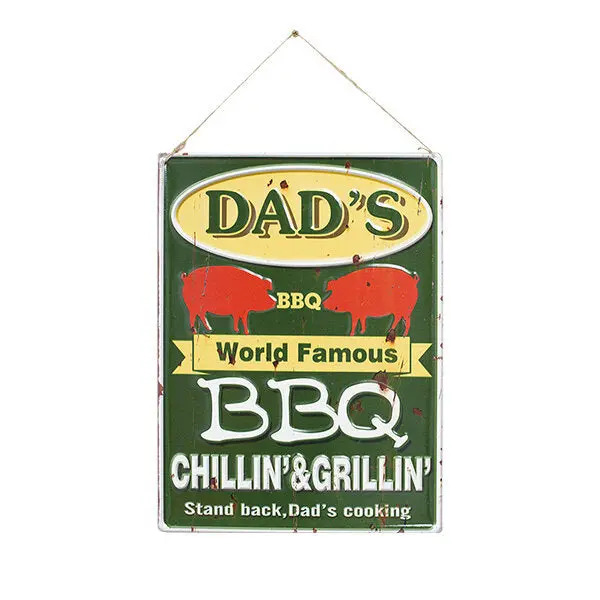 Rustic "Dad'S Bbq" Hanging Wall Sign 1