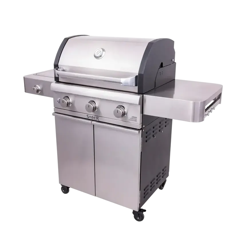 Saber Cast Stainless 3-Burner Freestanding Gas Grill — Heavy-Duty Construction & Even Heat Distribution 1