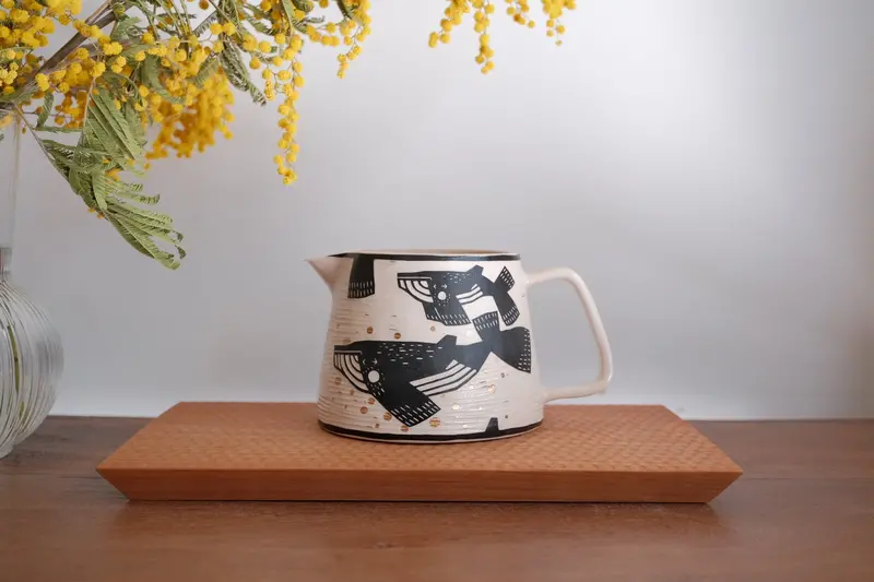 Shirogarasu Studio Humpback Whale Coffee Jug - Hand-Painted Ceramic Pitcher 1