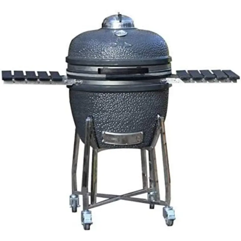 Sns Grills 22-Inch Slow 'N Sear Deluxe Kamado Ceramic Charcoal Grill With Dual Side Shelves 1
