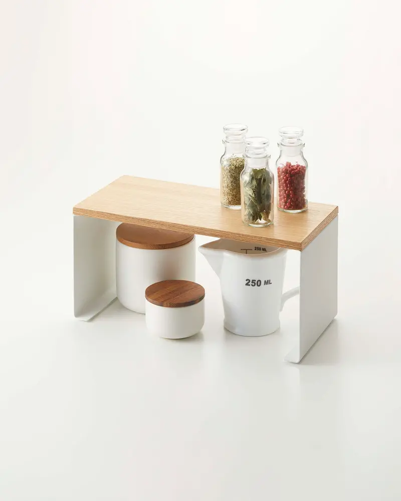 Stackable Countertop Shelf – Two-Height Options, Steel Frame With Wooden Tops 1