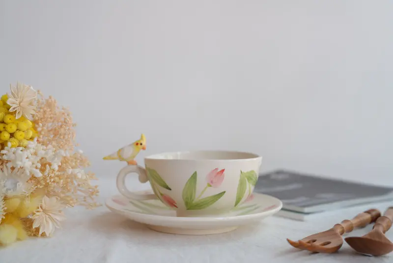 Sugar Poppo Tulip-Shaped Mug And Matching Saucer Set (Sp15) 1