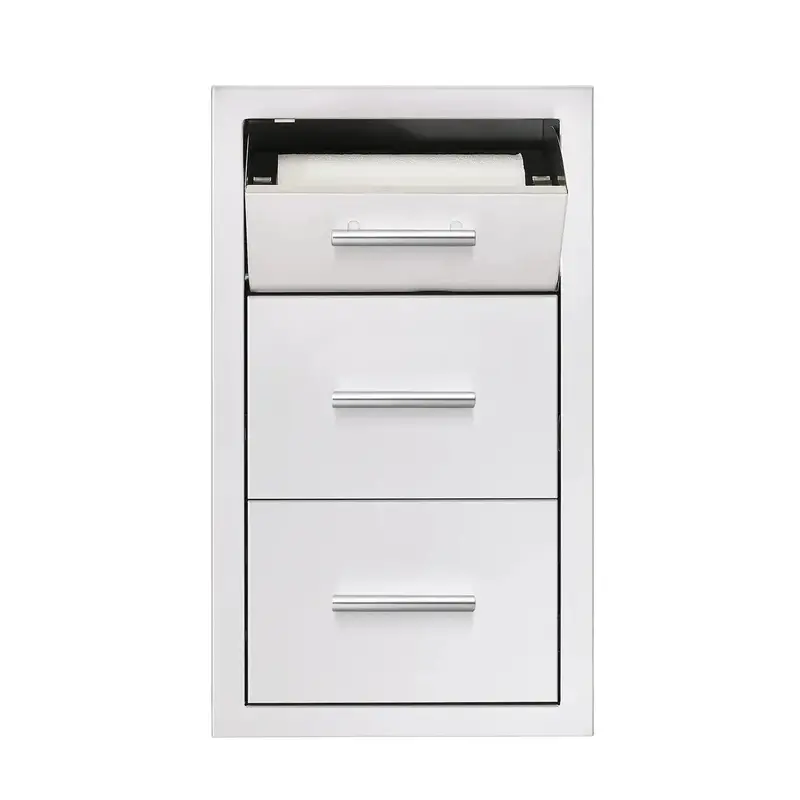 Summerset 17-Inch Vertical Storage Unit: Two Drawers + Paper Towel Holder W/ Masonry Return 1