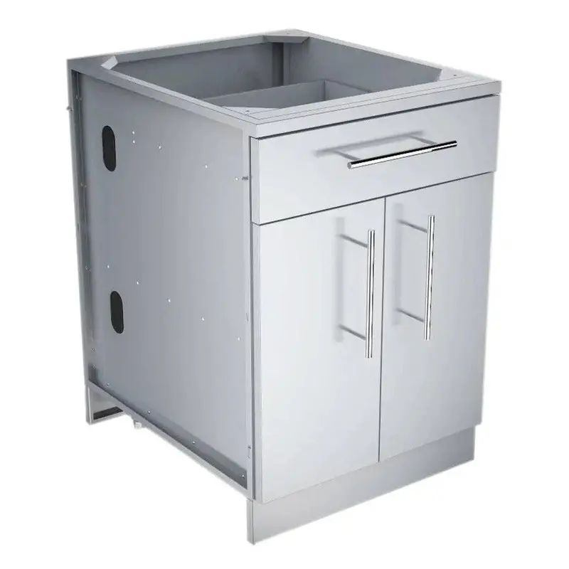 Sunstone 24-Inch Stainless Steel Double-Door Base Cabinet With Shelf And Reversible Drawer 1