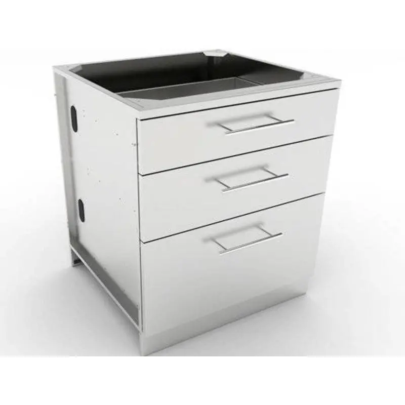 Sunstone 30-Inch Stainless Steel Triple-Drawer Base Cabinet For Heavy-Duty Storage 1