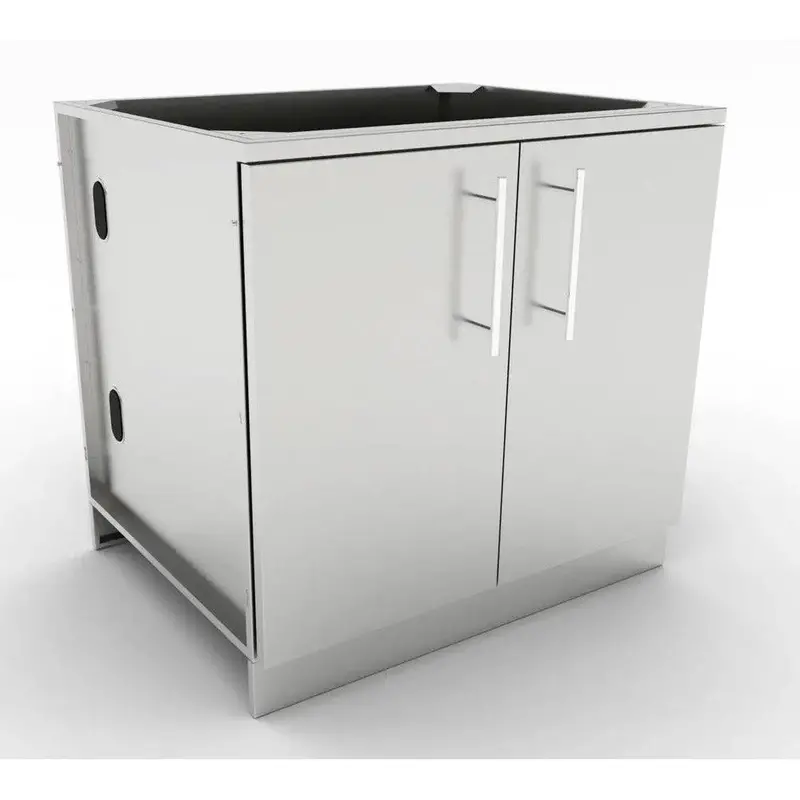 Sunstone 36-Inch Stainless Steel Full-Height Double-Door Base Cabinet With Dual Shelves And Door Pockets 1