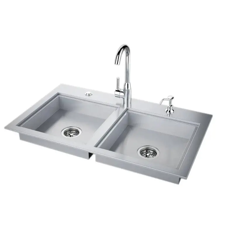 Sunstone 37" Ada-Compliant Double Sink With Faucet And Covers 1