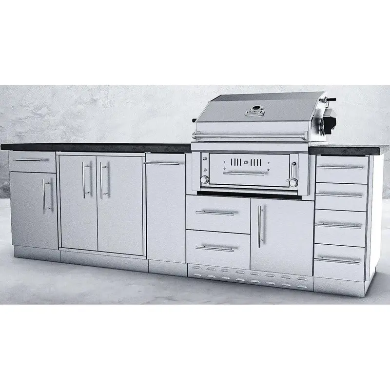 Sunstone Alamo 9-Foot Stainless Steel Outdoor Island Package With Hybrid Grill Integration 1