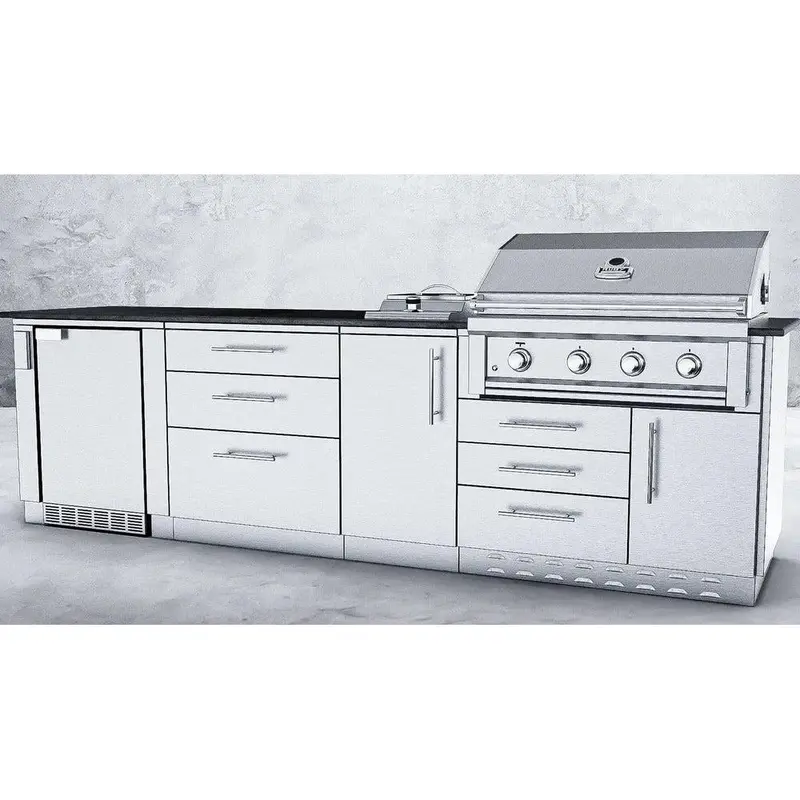 Sunstone Brazos 10-Foot Stainless Steel Outdoor Island Package With Grill And Bar Sink 1