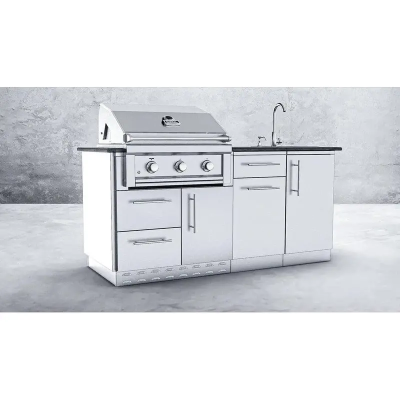Sunstone Caprice 6-Foot Stainless Steel Outdoor Grill And Bar Sink Island Package 1