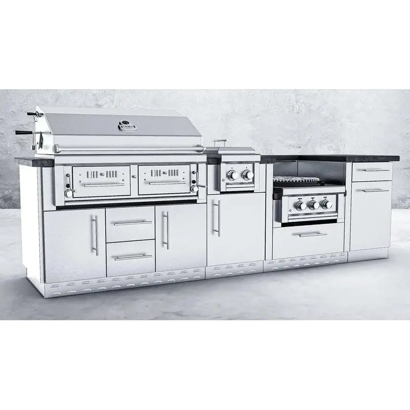 Sunstone Dallas 9-Foot Stainless Steel Outdoor Island Package With Gas Grill And Power Burner 1