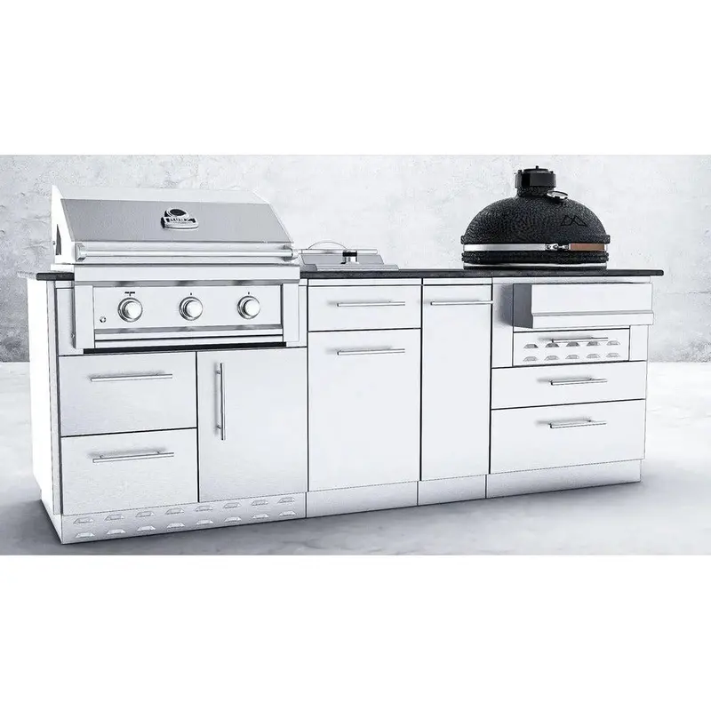 Sunstone Kamado 8-Foot Stainless Steel Outdoor Island Package With Kamado Grill Support 1