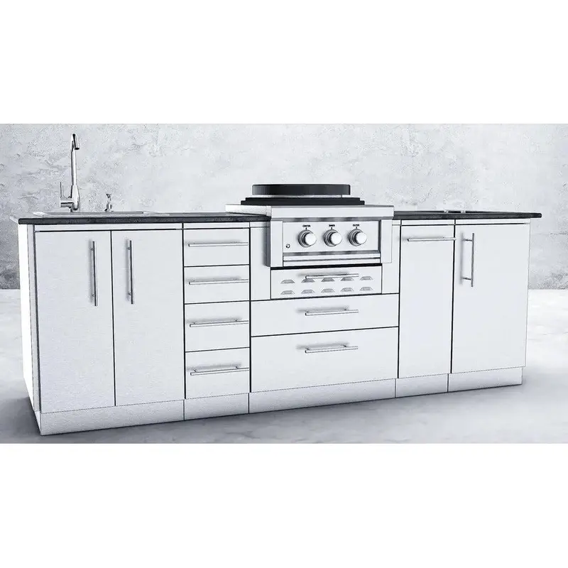 Sunstone Mongo 8-Foot Stainless Steel Mongolian-Style Outdoor Cooking Kitchen Package 1